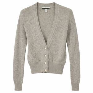 Jennifer Moore Cardigan Womens Size Medium Gray Lambswool Blend Academia Office